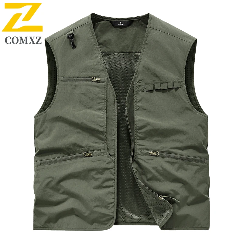 2025 New Fly Fishing Vest Jacket Men's Outdoor Camping Adventure Sleeveless Work Vest  Photographer  Journalist Pocket Waistcoat