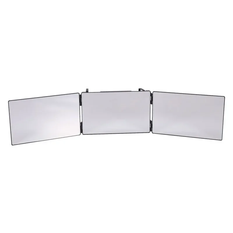 Cross-border USB charging retractable hook hanging makeup mirror, three-sided folding high definition mirror beauty mirror