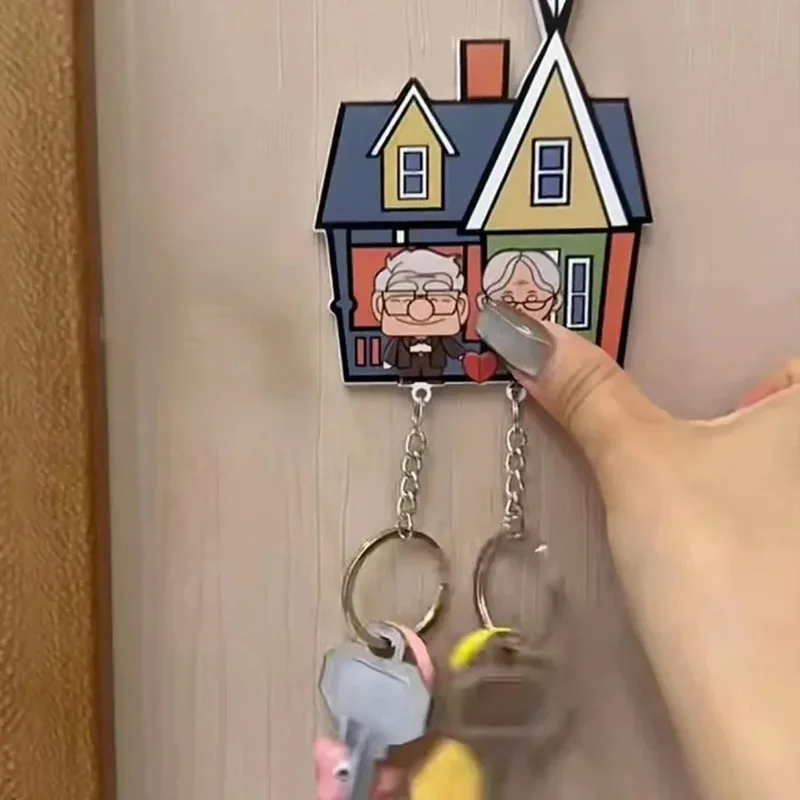 

MINISO Couple Key Holder Wall Prevent Loss Key Pendant Lover Key Chain Home Decor Refrigerator Sticker Storage Decor Girl Gift