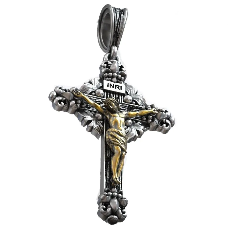 

8g Catholic Crucifixion Cross With Jesus Christ Pendant Customized 925 SOLID STERLING Silver High Trendy