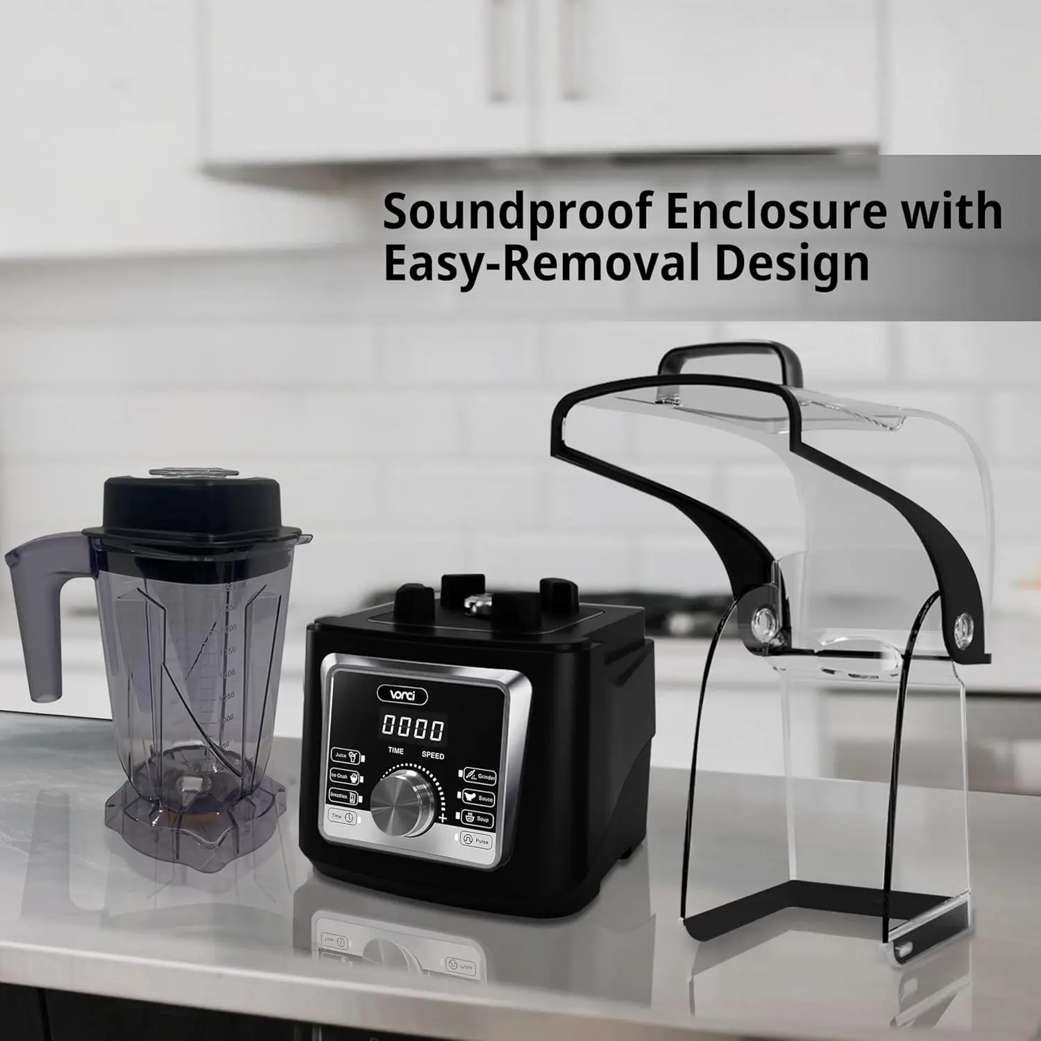 خلاط تجاري بقدرة 2200 وات مع حاوية صوت، خلاط هادئ بسعة كبيرة 85 أونصة للعصائر، خلاطات صناعية شديدة التحمل F