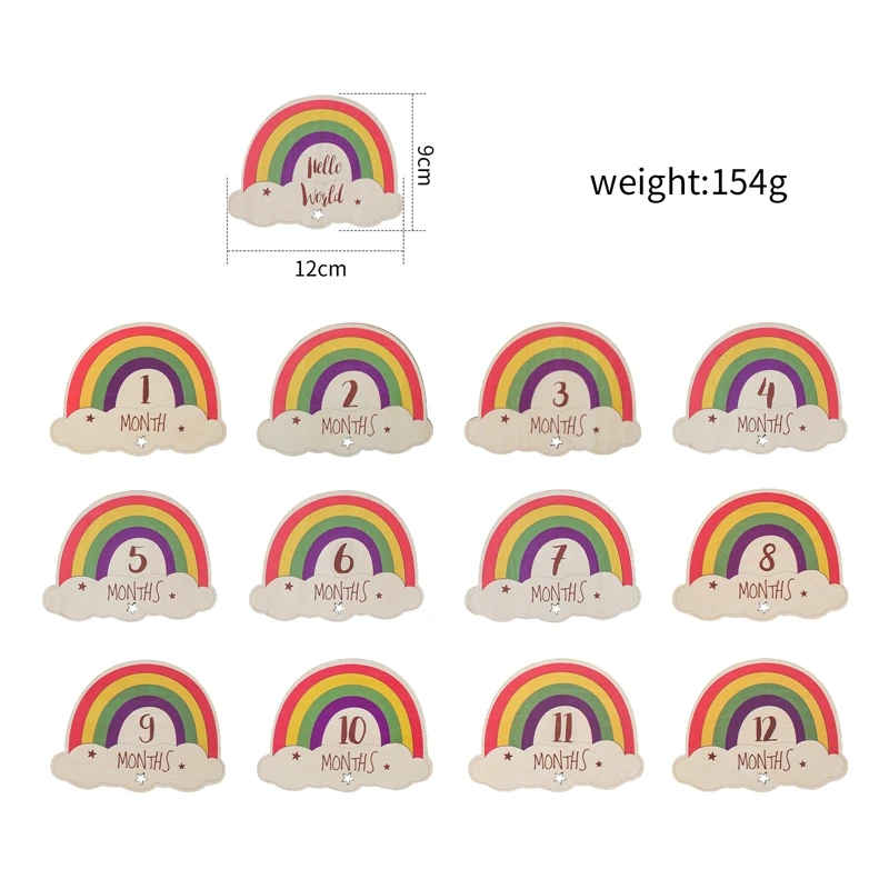 Calcul em Baby Rainbow Ata Lestone Cards, Commémoratif, Carte Mensuelle, Gravé en Bois, Âge, Accessoires de Photographie, Cadeau de Naissance pour Nouveau-Né