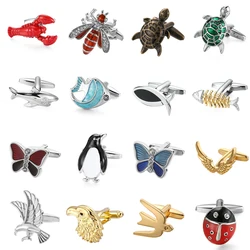 Men's French shirt cufflinks copper material animal fish bird turtle butterfly penguin bee shaped fashion French cuffbutton