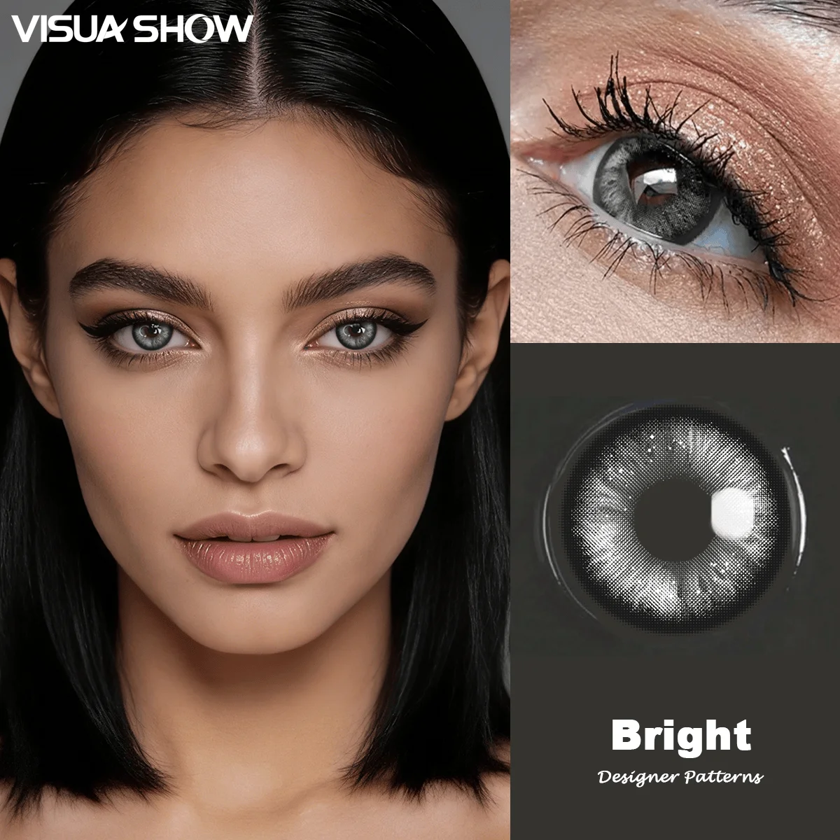 VISUASHOW 1 Paar graue Kontaktlinsen, kleine Pupille, halbjährlich verwendbare, farbige Kontaktlinsen zur Augenvergrößerung für Beauty, Cosplay und Make-up – Detail 9