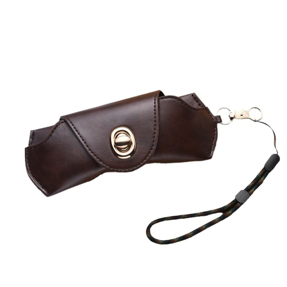 

Soft Hanging Sunglasses Case Portable PU Leather Glasses Storage Bag Protective with Lanyard Eyeglasses Clip Portable Carrying