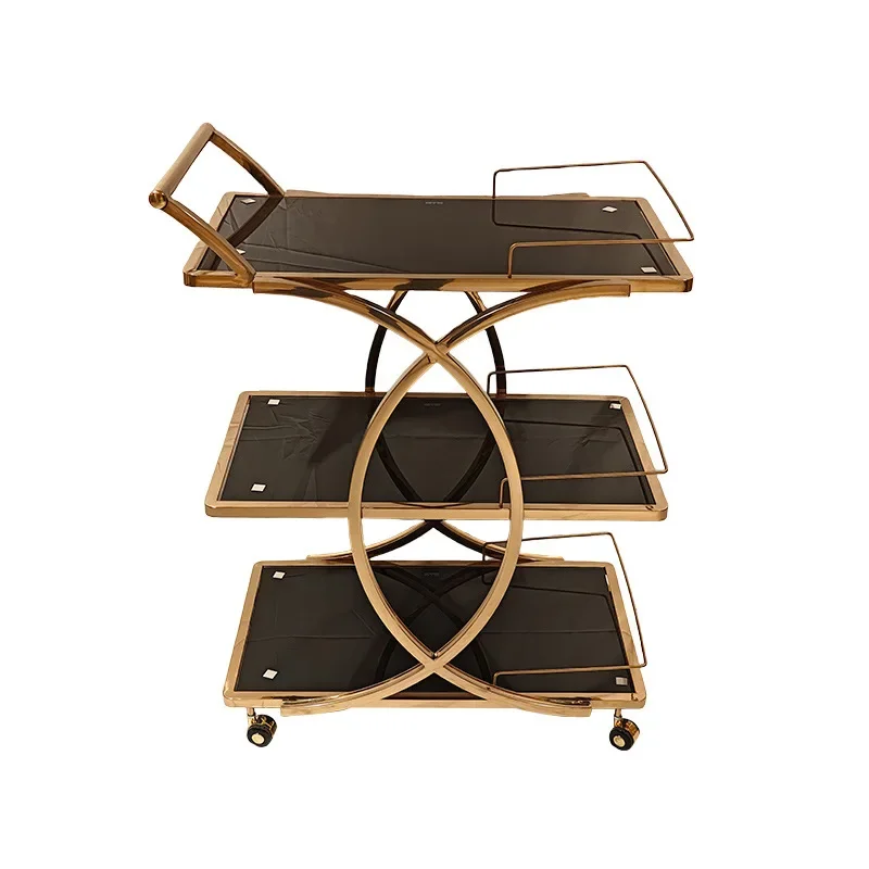 Three-layer cart, tempered glass dessert cake delivery snack food truck