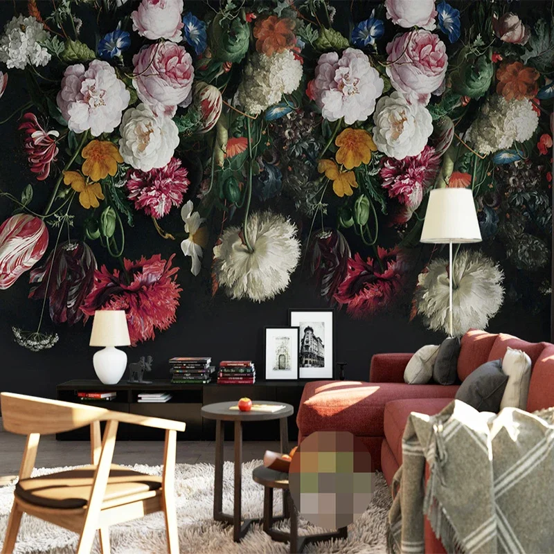 

Custom Any Size 3D Murals Wallpaper Retro Hand Painted Floral Wall Painting Living Room Bedroom TV Background Home Decor Flower