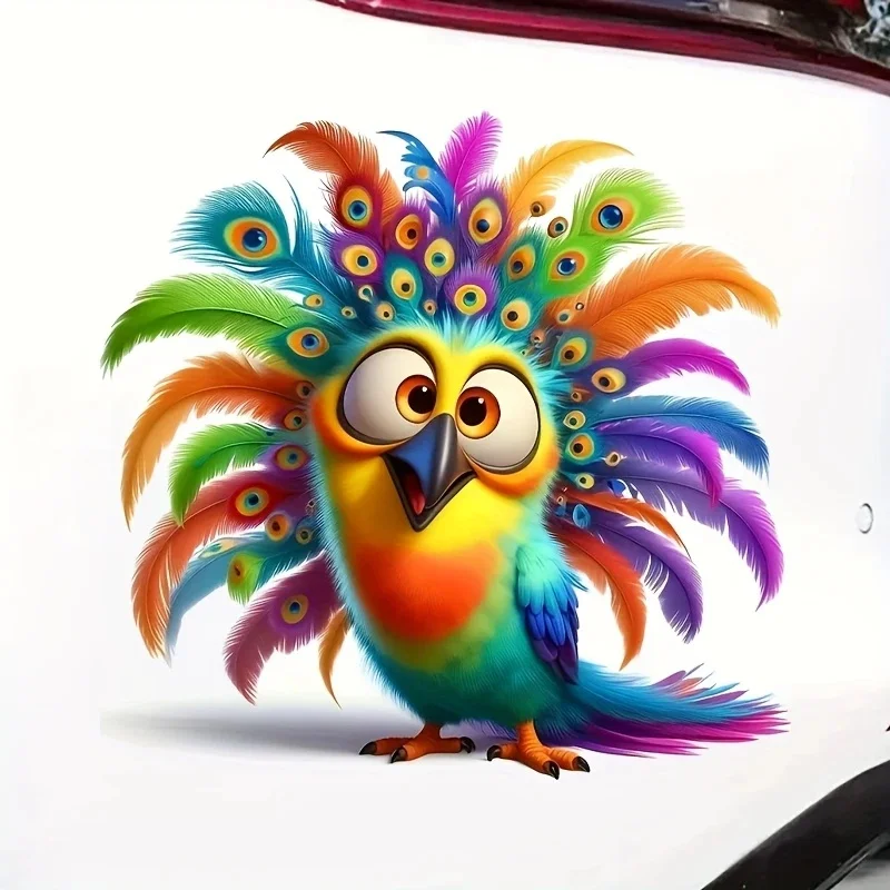 

13x13cm Funny Colorful Bird Car Stickers Scratch Blocking Self-Adhesive Decal, Used for Car, Laptop, Motorcycle, Van, RV