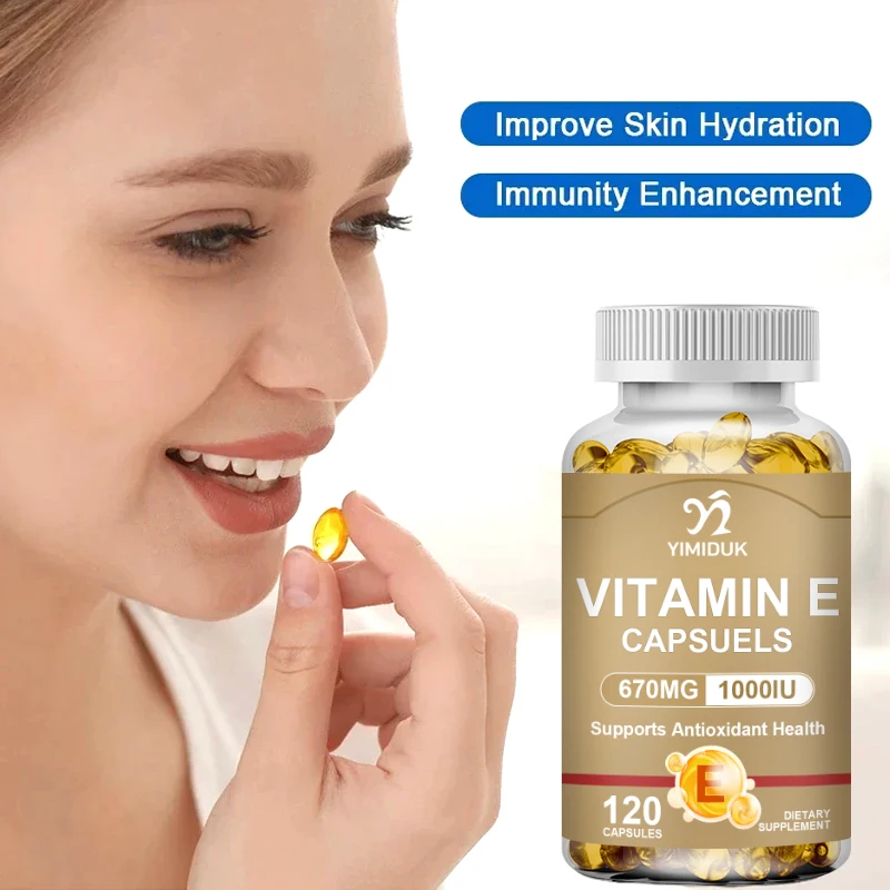 Nature Vitamin E Cápsulas, 1000 IU Softgels, Suporta a função imunológica, Suplemento dietético