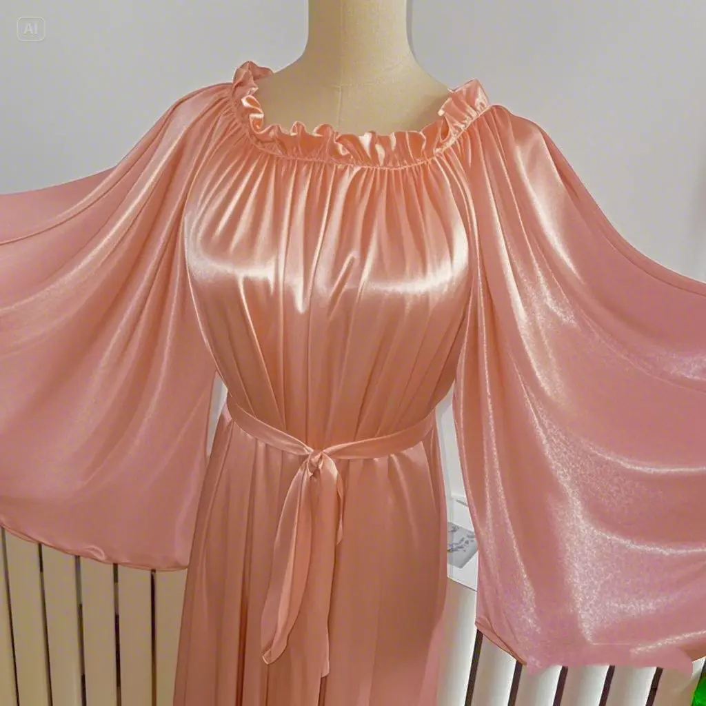 

Эластичная шелковистая свободная ночная рубашка в форме веера из ледяного шелка для мужчин