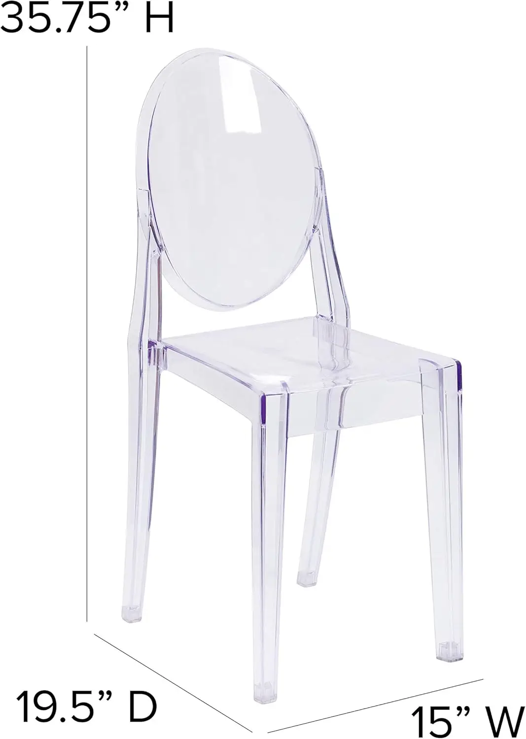 BizChair Ghost Side Chair in Transparent Crystal