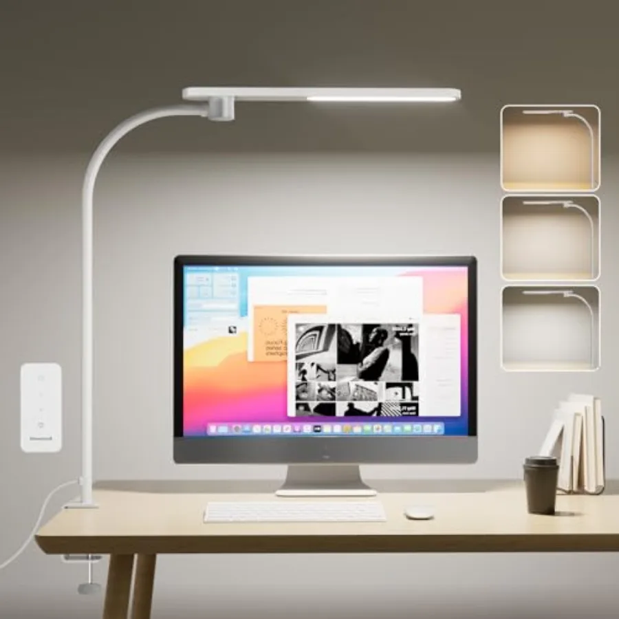 

HJ2 Sunturalux™ Clamp LED Desk Lamp, CRI≥97 Full-Spectrum Eye-Caring Light, 3 Color Modes and Stepless Dimming, 16" Flexible Go