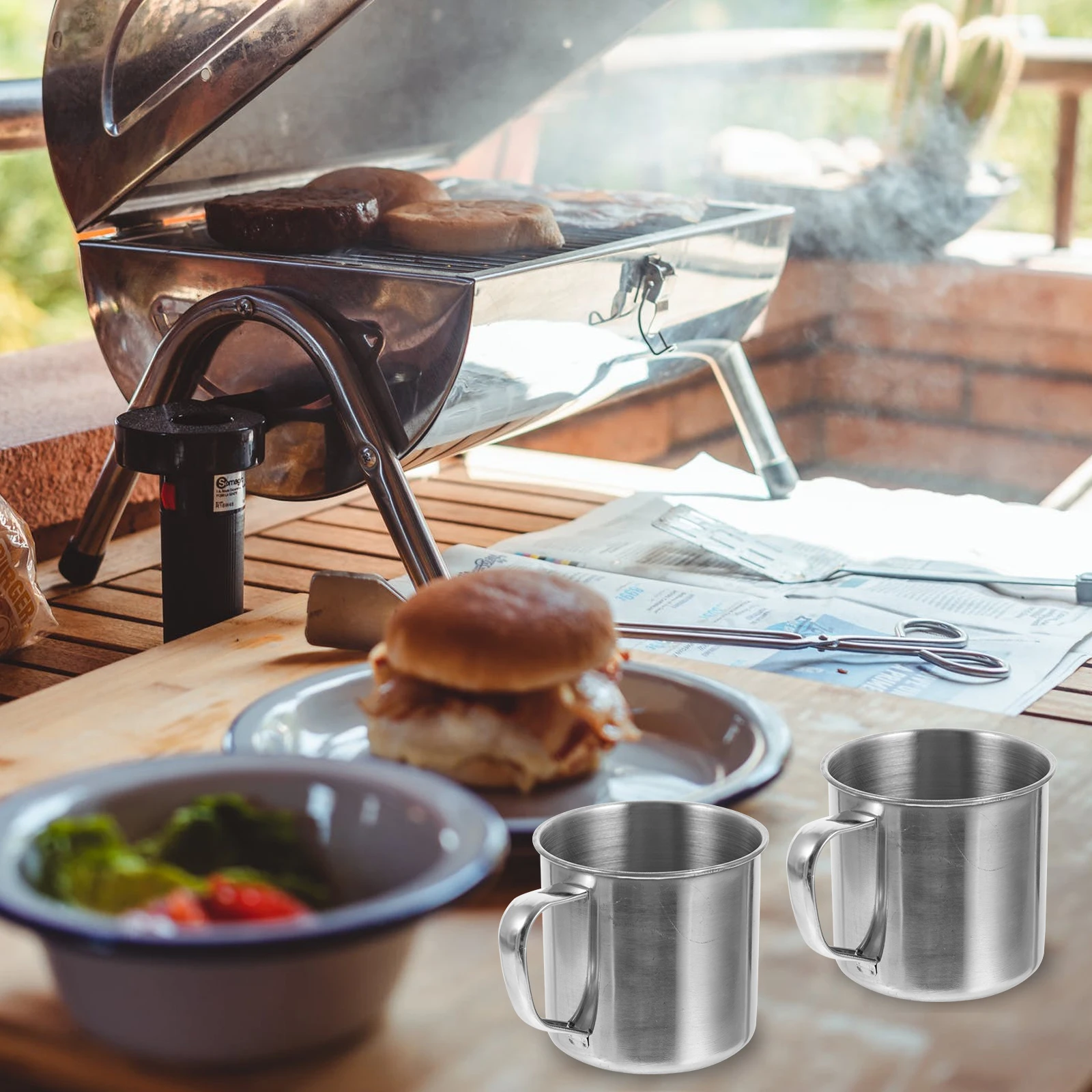 

1 set 1 Set Outdoor Cookware Set Premium Durable Camping Cooking Pot Foldable Handle Easy Storage Hiking Picnic Bbq Utensils