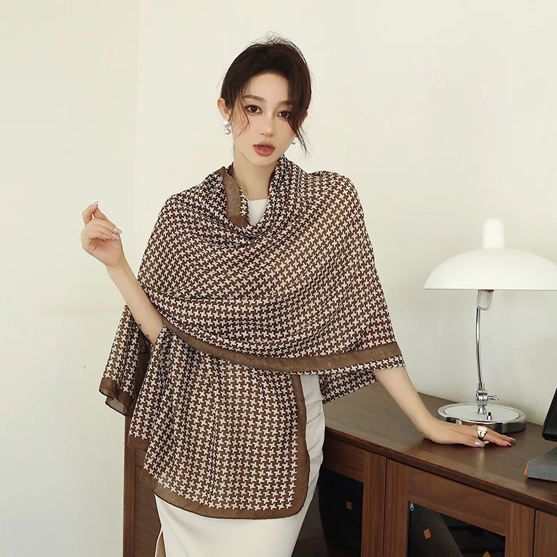 Summer Fashion Printed Stripe Geometry Shawl Cotton Viscose Scarf Women Outdoor Sunscreen Muffler Hijab image 6