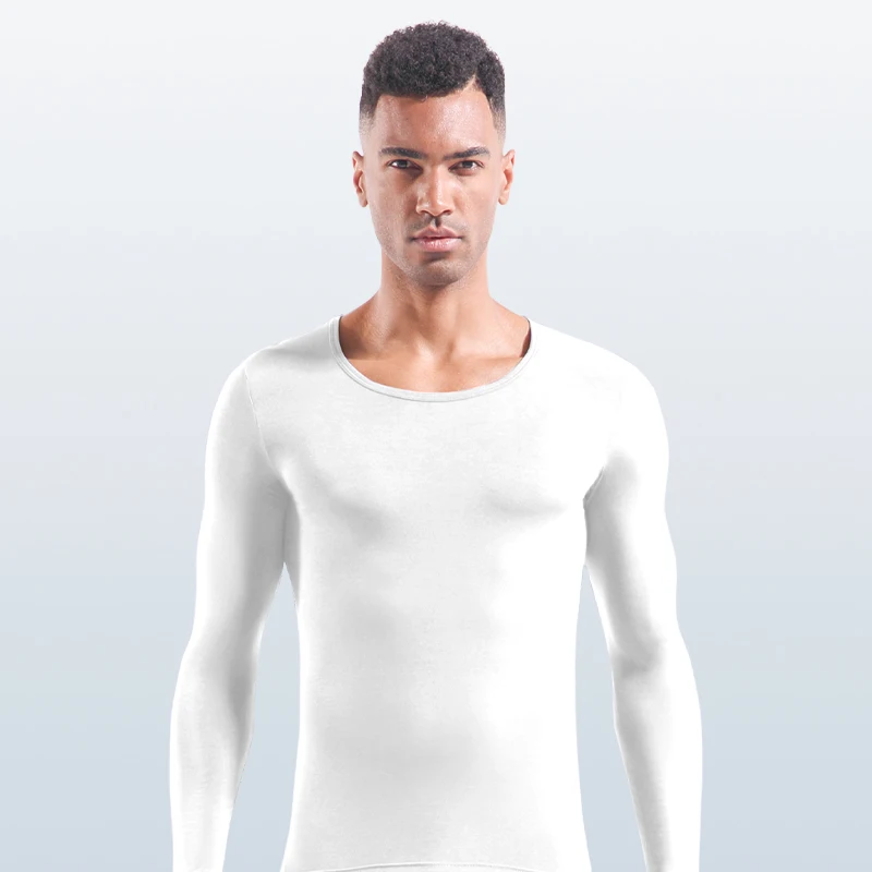 

Men's Thermal Underwear Pure Cotton Low-Neck Large V-Neck Base Layer Shirt Autumn and Winter Solid Color Thin Slim-Fit Top