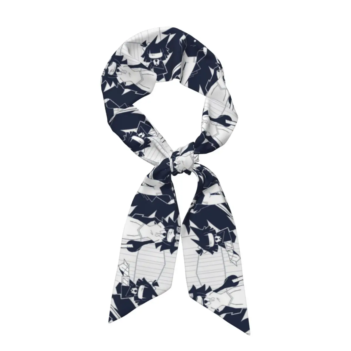 FPE Miss Circle Doodle Cartoon Game Women Long Narrow Scarf Soft Skinny Scarf Multi-use Neck Head Wrap for Office Daily Party