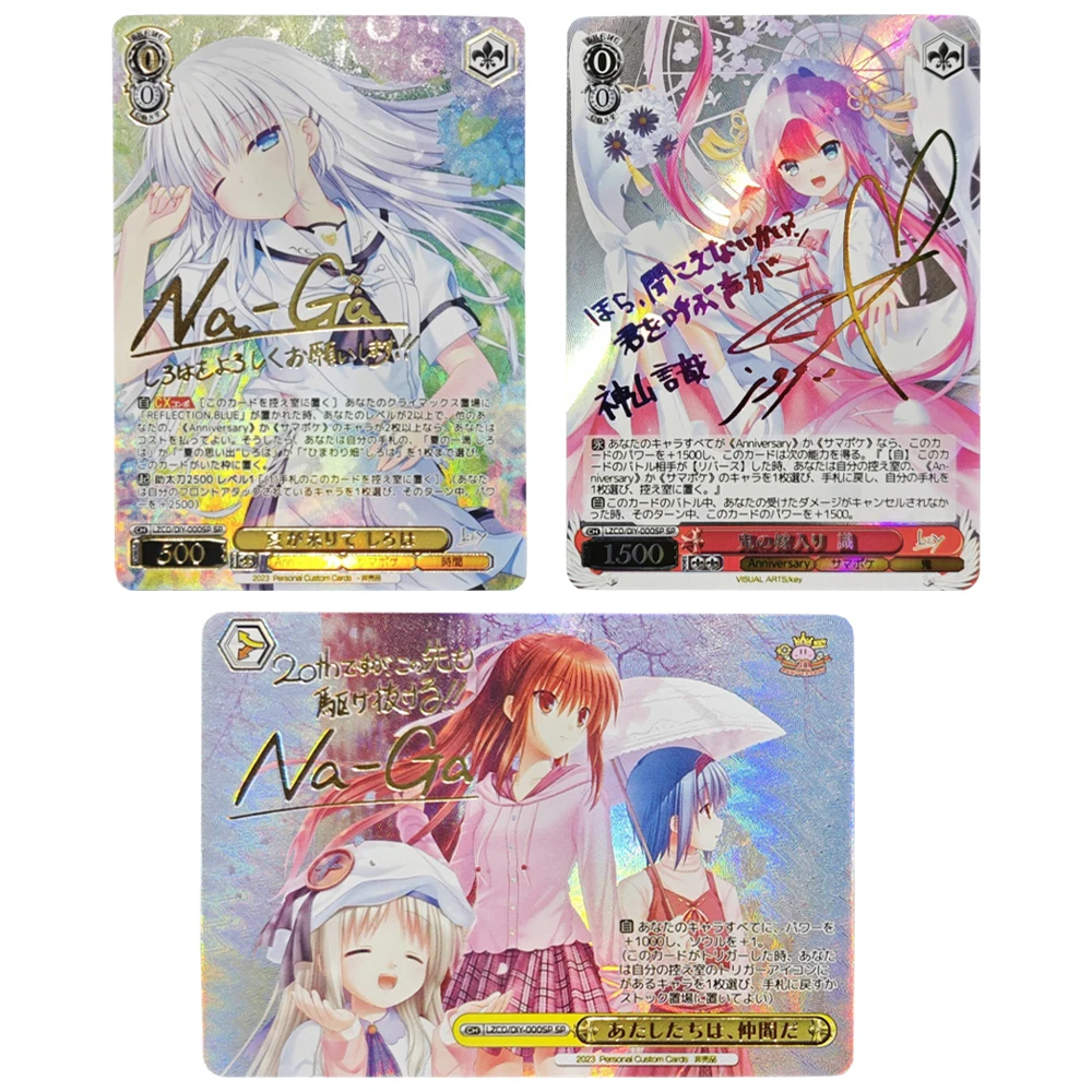 

3 Models Summer Pockets Refractive Hot Stamping Flash Card Naruse Shiroha Kamiyama Shiki Classic Anime Collection Cards Gift Toy