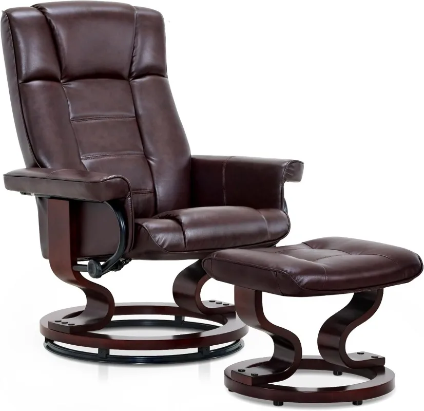 

Manual Swivel Recliner with Ottoman, Chair Ottoman Set for RV Small Spaces, Living Room, Bedroom, Office 9019 4919 (Faux