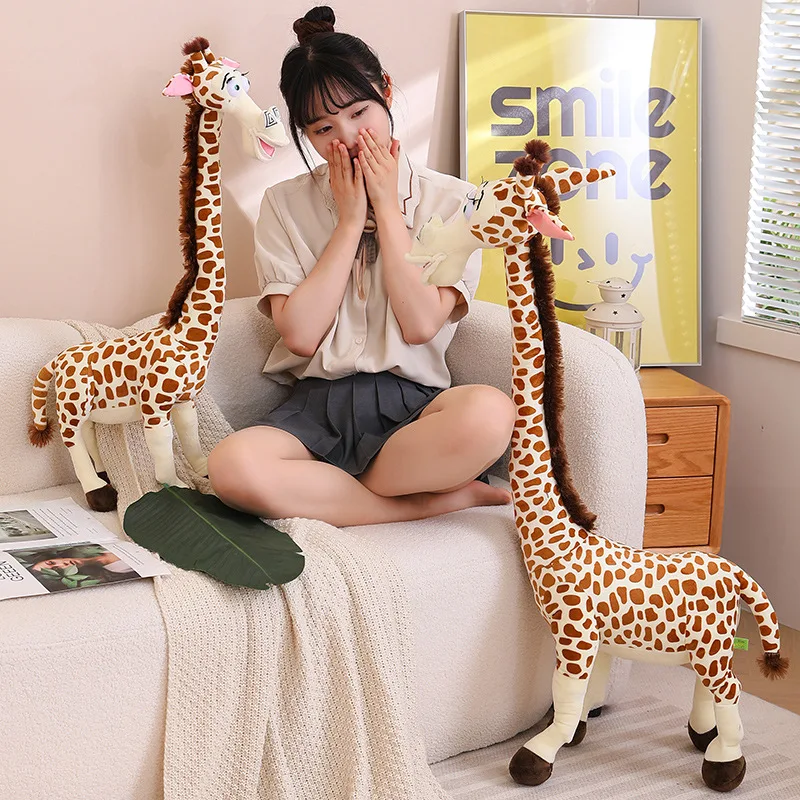 60-120cm Giant Simulation Giraffe Plush Toy Quality Stuffed Animal Doll Kawaii Birthday Gift Home Decor for Baby Kids Children