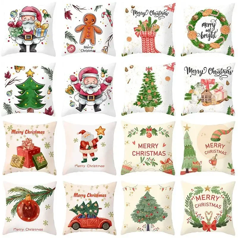 

Cross-border Wholesale Christmas Pillow Covers Printed Holiday Sofa Car Waist Back Cushion Cover