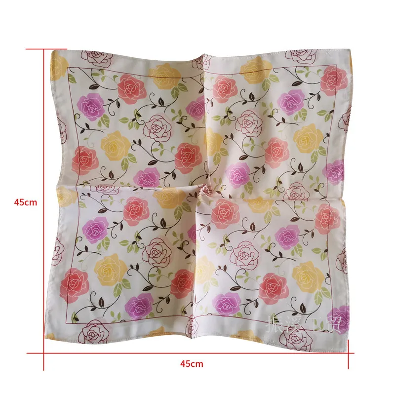 3Pcs 45x45cm 100% Cotton Vintage Peony Flower Printed Women Handkerchiefs Soft Sweat Wiping Square Scarf Wedding Party Gift