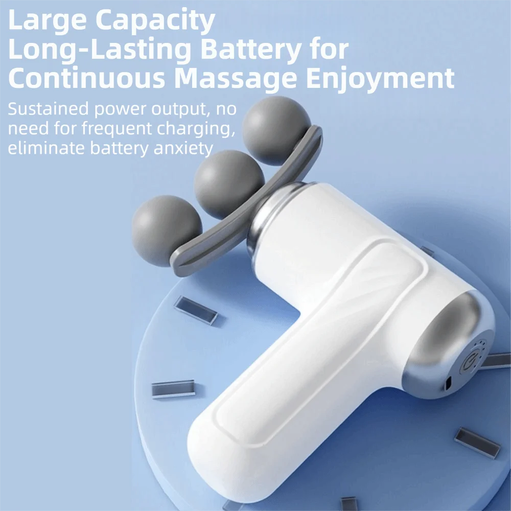 Multi Replaceable Headed Triple-headed Muscle Massager Rechargeable Handheld Mini Electric Fascia Massager Low-noise Cordless