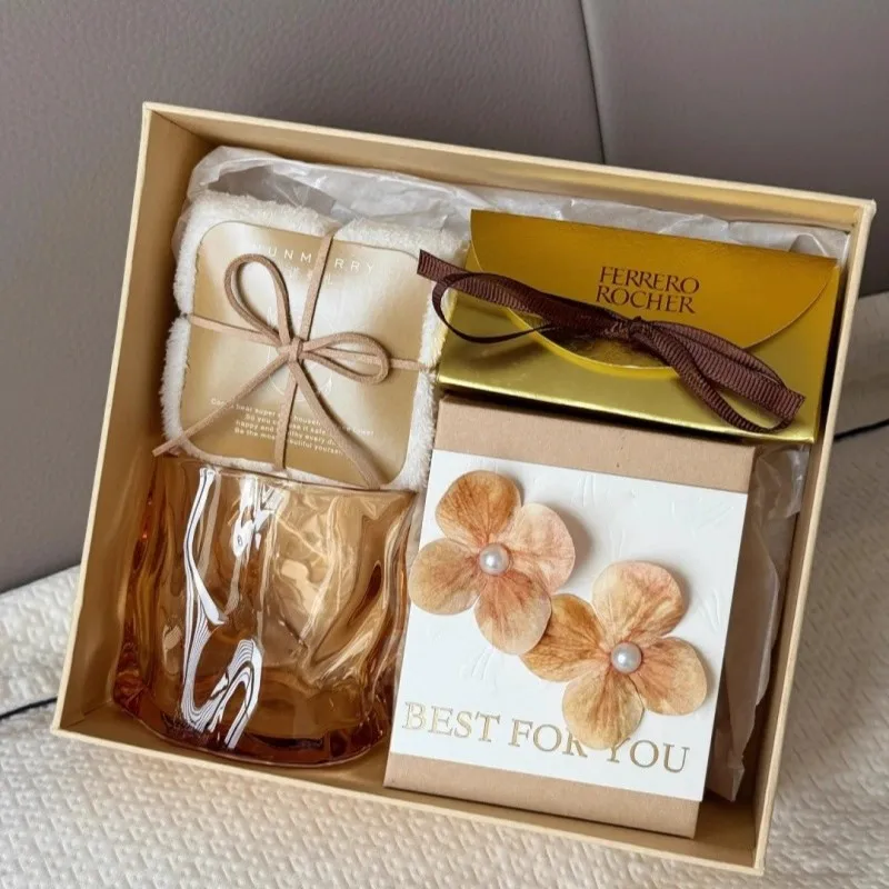 Caja de Regalo de  Ferrero Dorada de 2 Piezas con Cinta, para Cumpleaños, Compromiso, Boda, Celebración, Caja Vacía ...