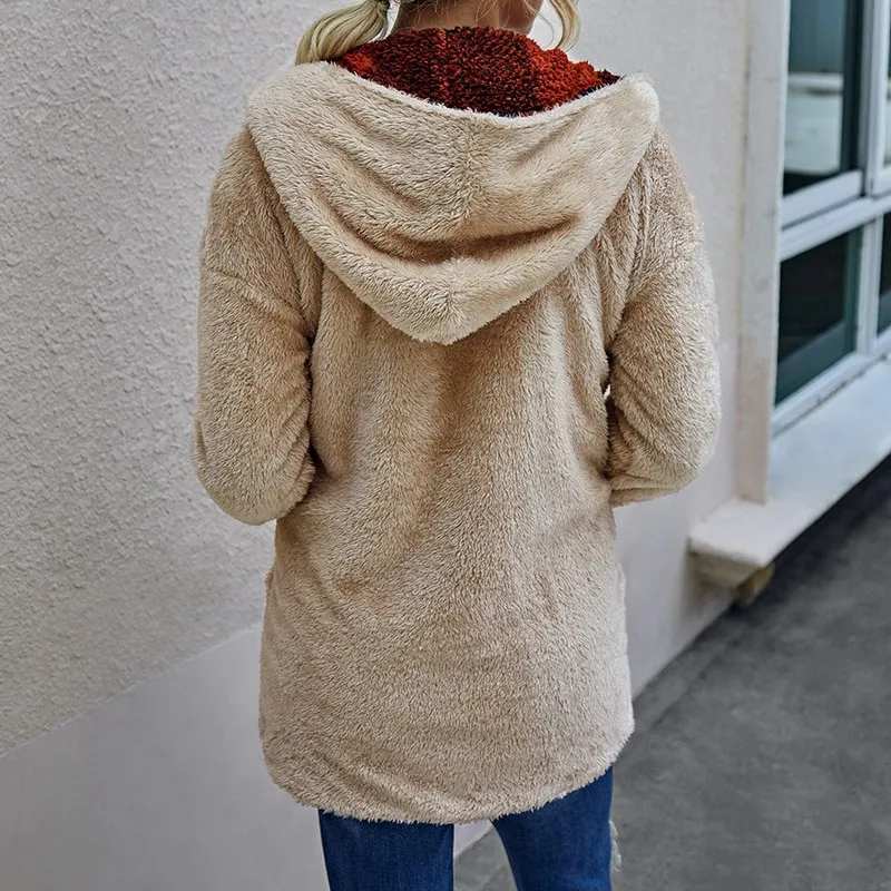 New Winter Plaid Thick Warm Jacket Parkas Women Lambswool Cotton Padded Coat Female 2023 Autumn Fashion Ladies Casual Coats Red