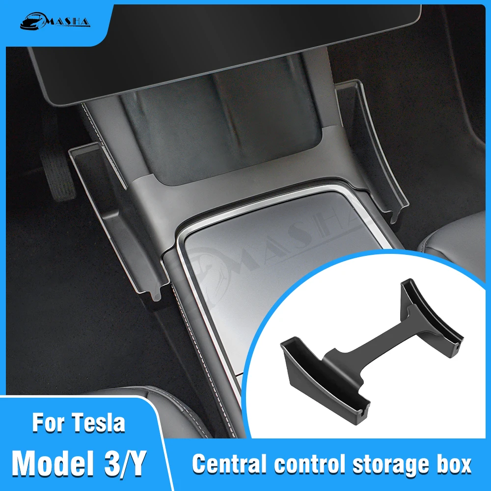 For Tesla Model 3 Model Y 2021 2022 Accessories Center Console Side Storage Box Central Control Black ABS Conjoined Case