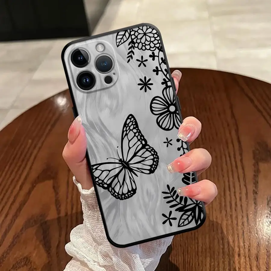 حافظة لهاتف آيفون X XS XR 11 17Air 13 Mini 15 Plus 12 14 SE 7 8 17 16 Pro Max فراشة جميلة #4