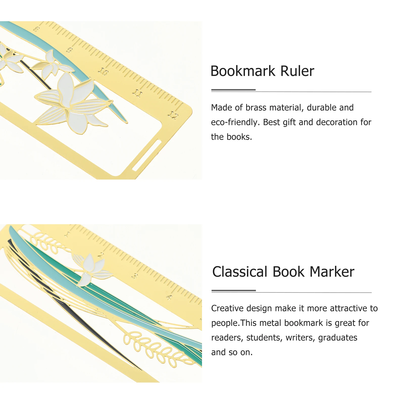 

Brass Bookmark Ruler Classical Marker Bookcase Decoration Delicate Metal Page-marker for Child