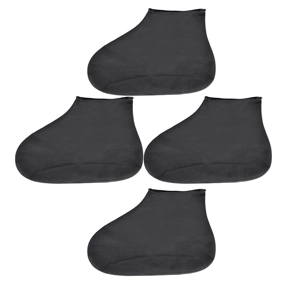 

2pcs Rain Latex Waterproof Shoe Protector Sneaker Boot Covers Overshoe Booties For Rainy Snowy Weather Disposable Shoe Covers