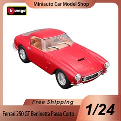 In Stock Bburago 1:24 Ferrari 250 Gt Berlinetta Passo Corto Alloy Miniature Diecast Model Ferrari Sports Car Model Toy Kids Gift