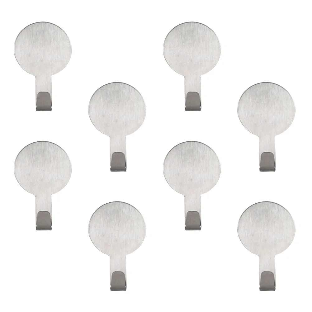 

8PCS Stainless Steel Round Shape Hooks Self Adhesive Towel Hangers Seamless Wall Hooks for Kitchen Bathroom