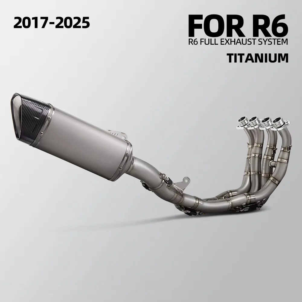 For Yamaha R6 17-25 Motorcycle Modified Exhaust Full Titanium System Manifold Slip on Line Carbon Muffler Escape Racing Kit