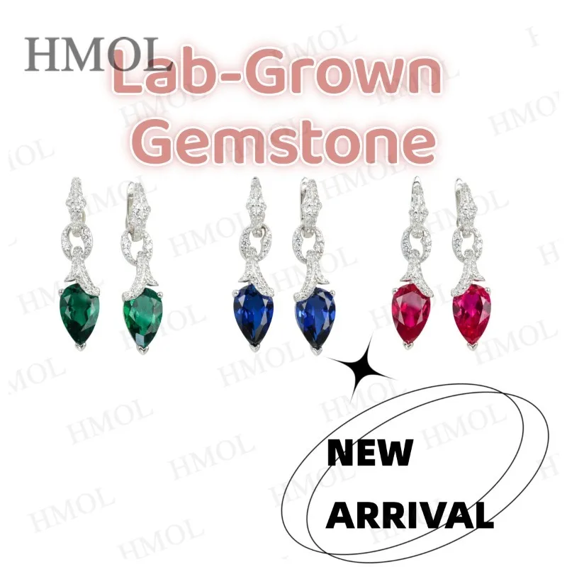 

3.5-5.8CT Pear Customized Earrings with Ruby Sapphire Colombia for Women Temperament Long Earrings Luxury Fishion Party Jewerly
