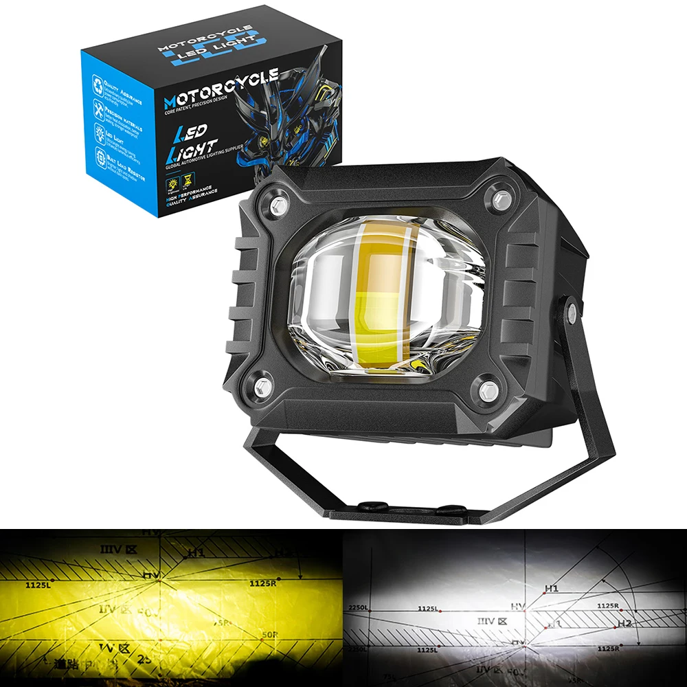 

1PCS Motorcycle Spotlight Car Fog Light 15W White Yellow Strobe Laser Headlight Modified LED Spotlight Headlight Projector Light