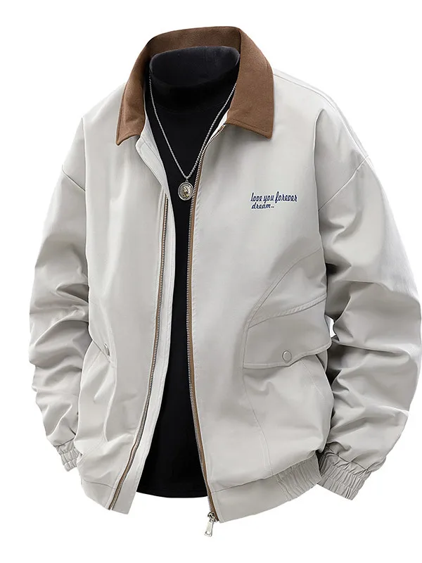 

Мужская повседневная рабочая куртка Sli: весенне-осенняя, с отложным воротником, универсальный дизайн, полиэстер, ветрозащитная, с длинными рукавами