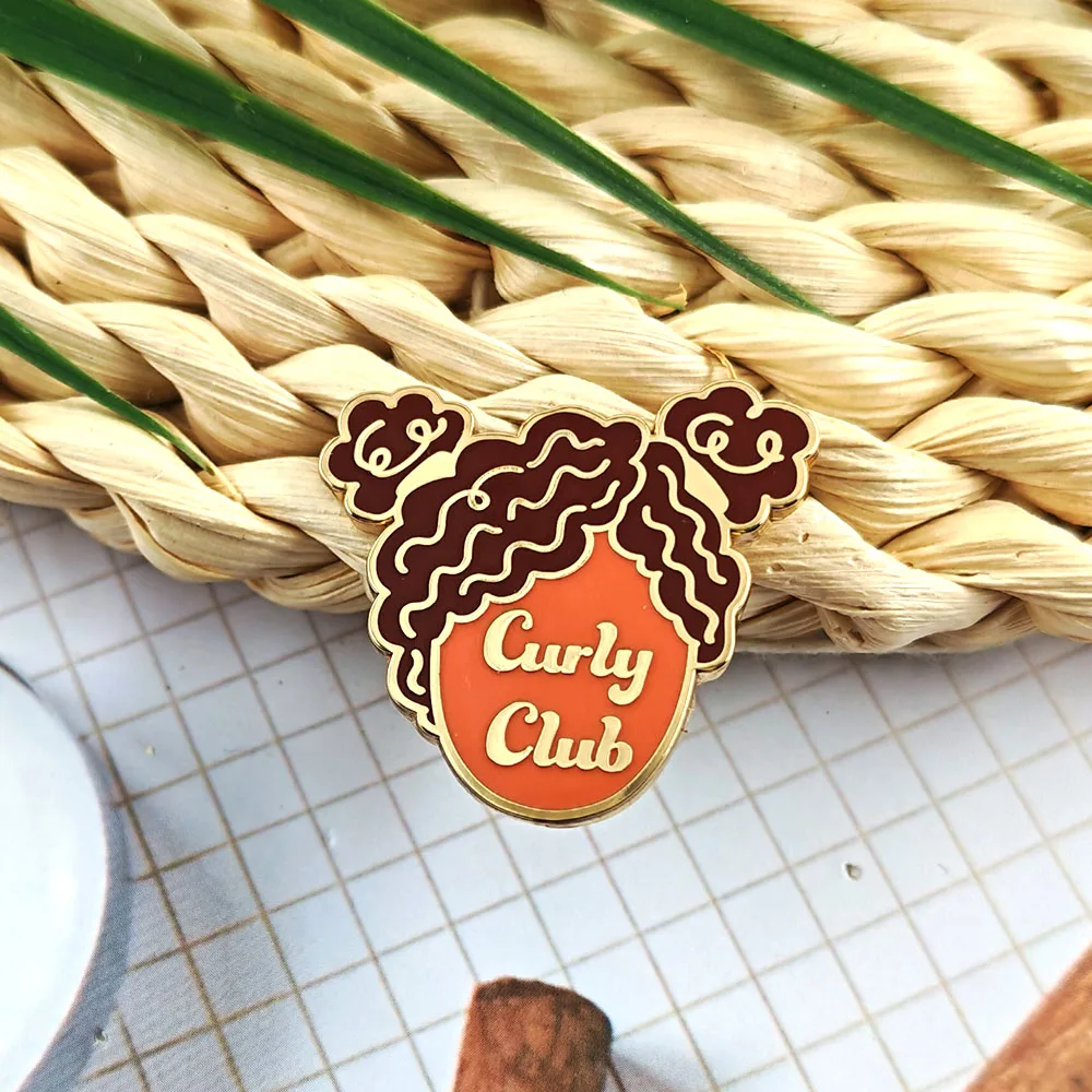 Curly Club Brooch Head Design Badge Nature Roll Enthusiast Metal Pin African Trendy Accessories Cultural Peripheral Lapel Pin