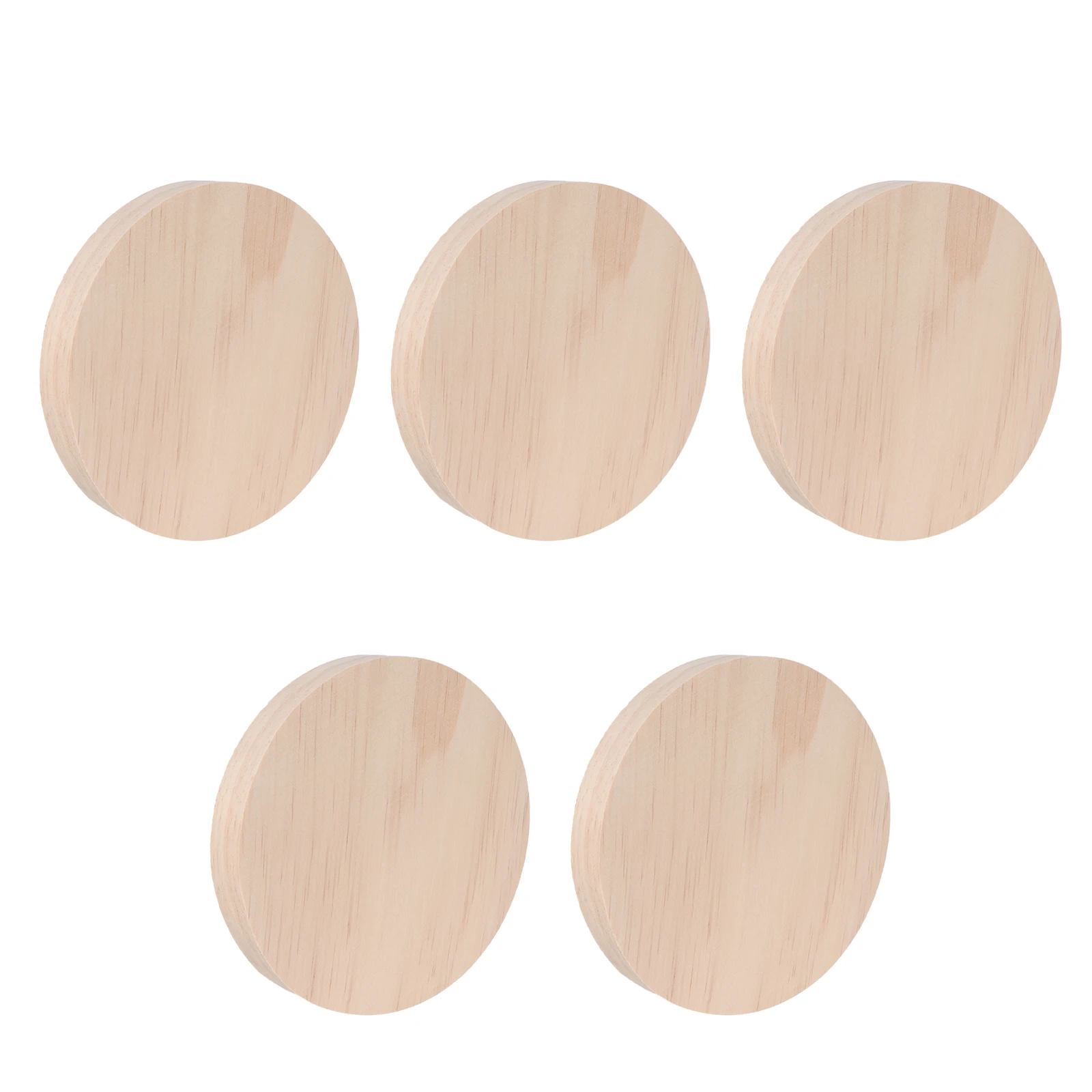 

5Pcs Wooden Board DIY Material Natural Round Craft Plates for Ornament Handmade Work Durable Set Wooden Plate Round Wood Board