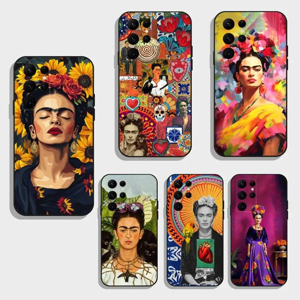 

Fashion F-FridaS-S K-Kahlo Phone Case For Samsung S25,S24,S23,S22,S21,S20,Ultra,Plus,FE Black Soft Cover