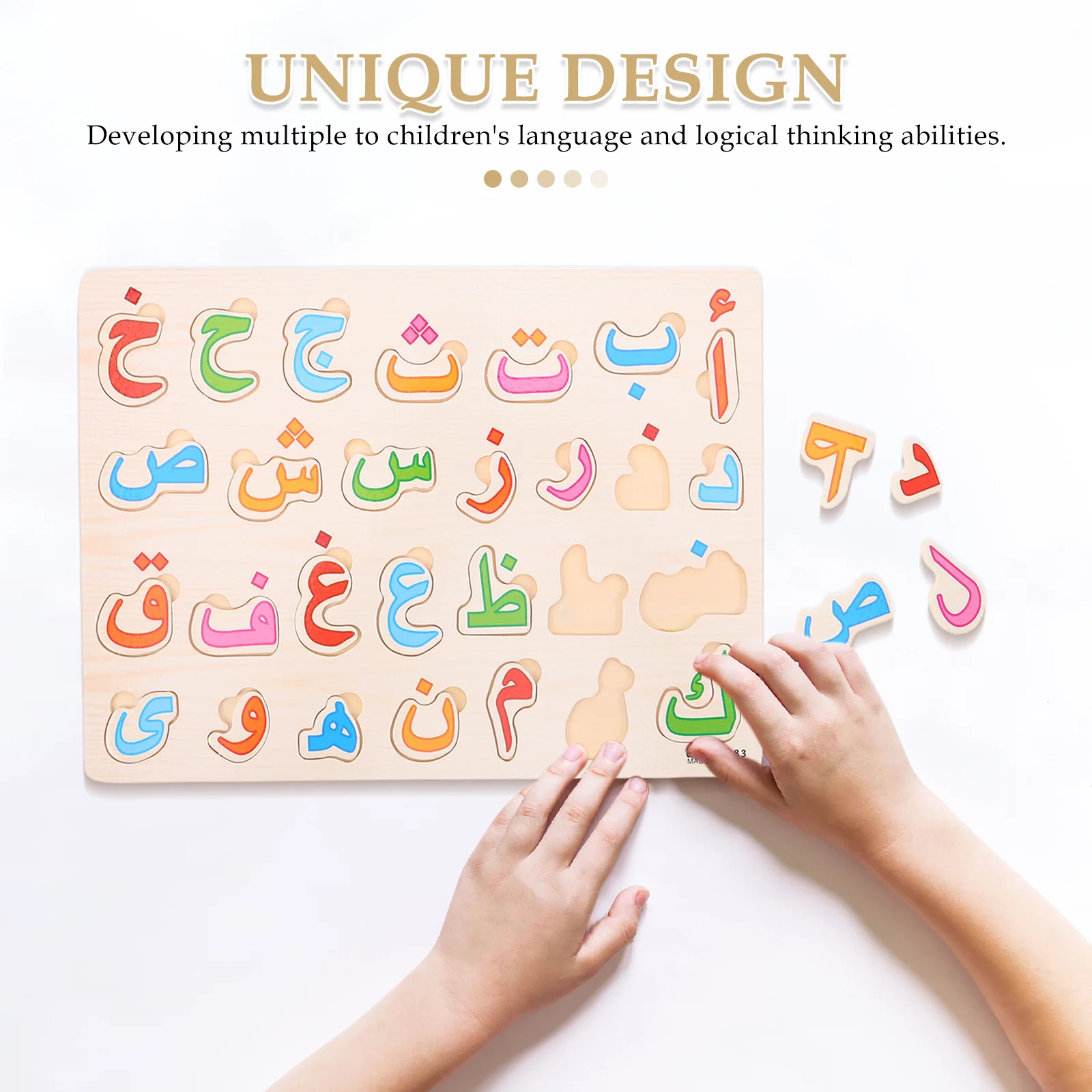 Puzzle d'apprentissage de l'alphabet arabe, 2 pièces, éducation précoce Montessori, jeu de correspondance de lettres en bois, planche d'orthographe pour tout-petits d'âge préscolaire