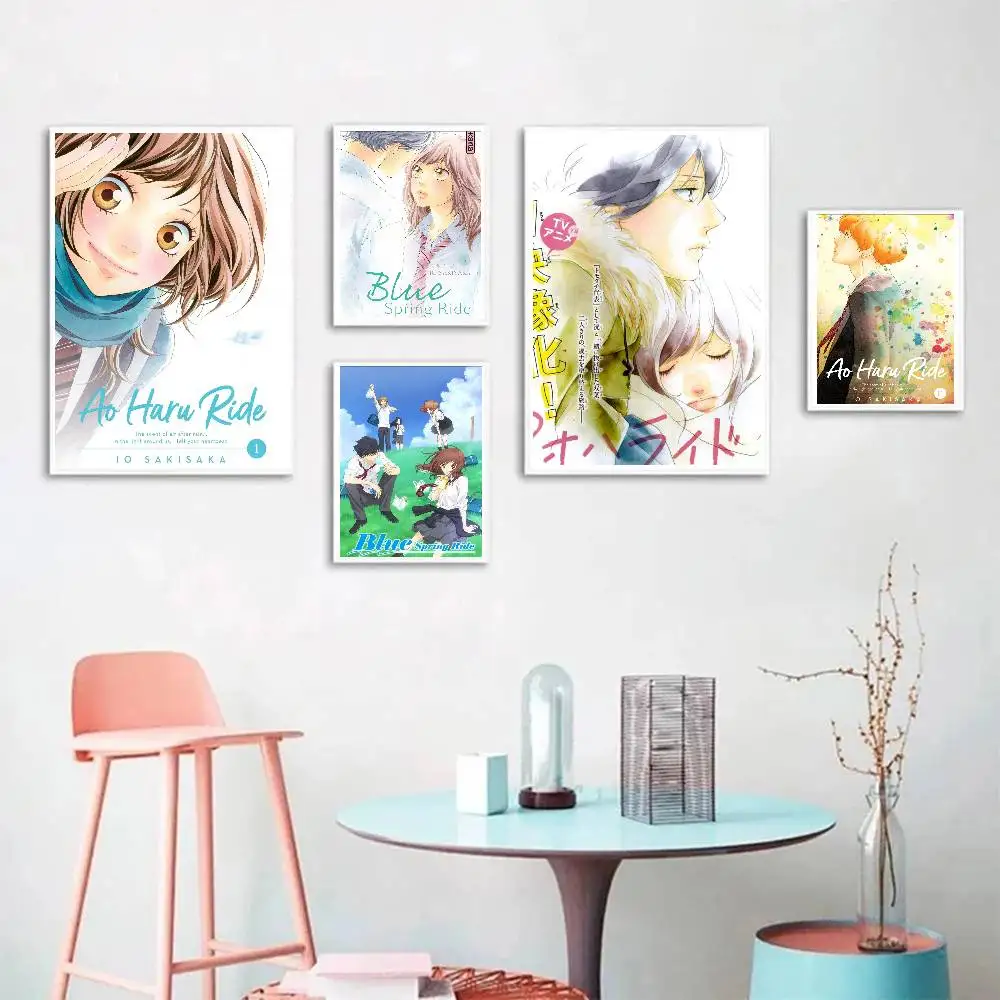 Anime Blue Spring Ride Posters Living Room Bar Cafe Quality Canvas Vintage Style Comics Painting Art Home Wall Decor Picture
