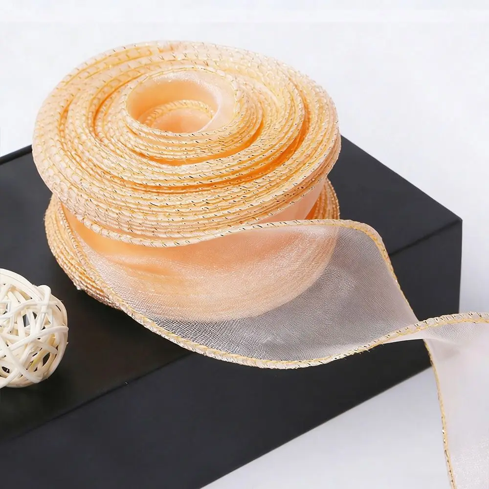 

4cm Width Organza Ribbon 10 Yards Length Satin Texture Wavy Edge Ribbon Yarn Material Wired Design Fishtail Ribbon Wedding Decor