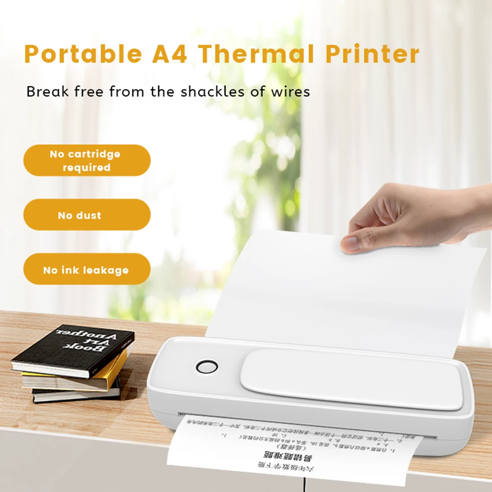 Mini Portable Inkless Printer Wireless Inkless Thermal Printer Long Battery Life Fast Printing Machine For Office Homework