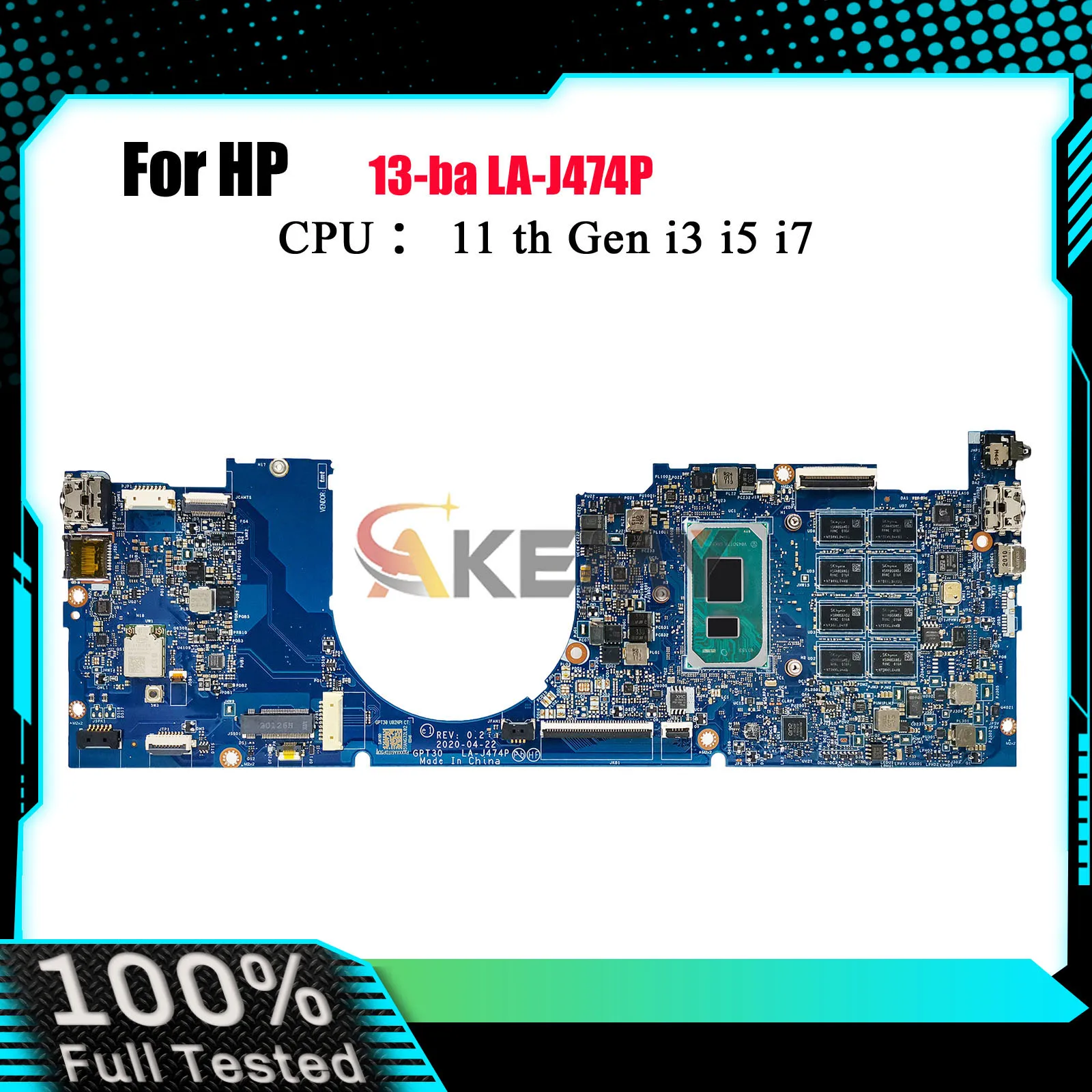 

LA-J474P для ноутбука HP Envy 13-BA, материнская плата M20695-601 M20697-601 с процессором i5 i7 11-го поколения, 8 ГБ 16 ГБ ОЗУ, 100% полностью протестировано