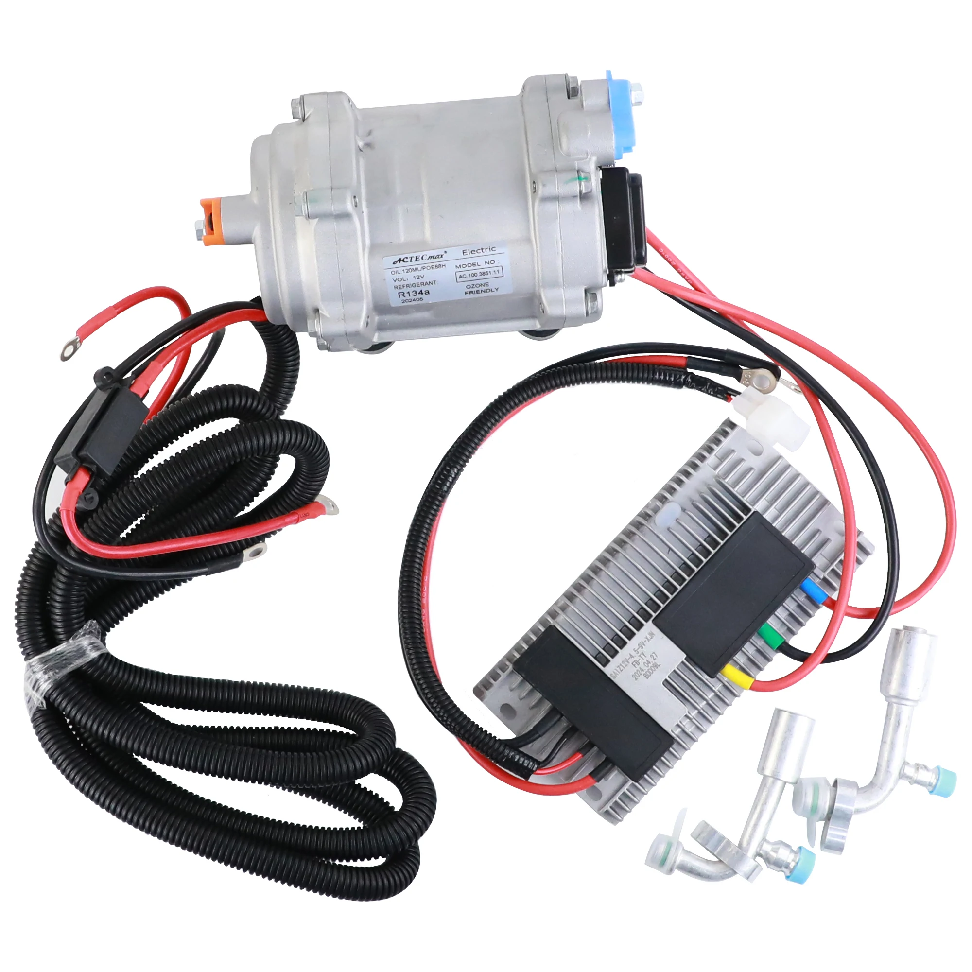 

Universal 12V Automotive Electric Air Conditioner Compressor Kit, Replacement A/C Compressor with External Control Panel