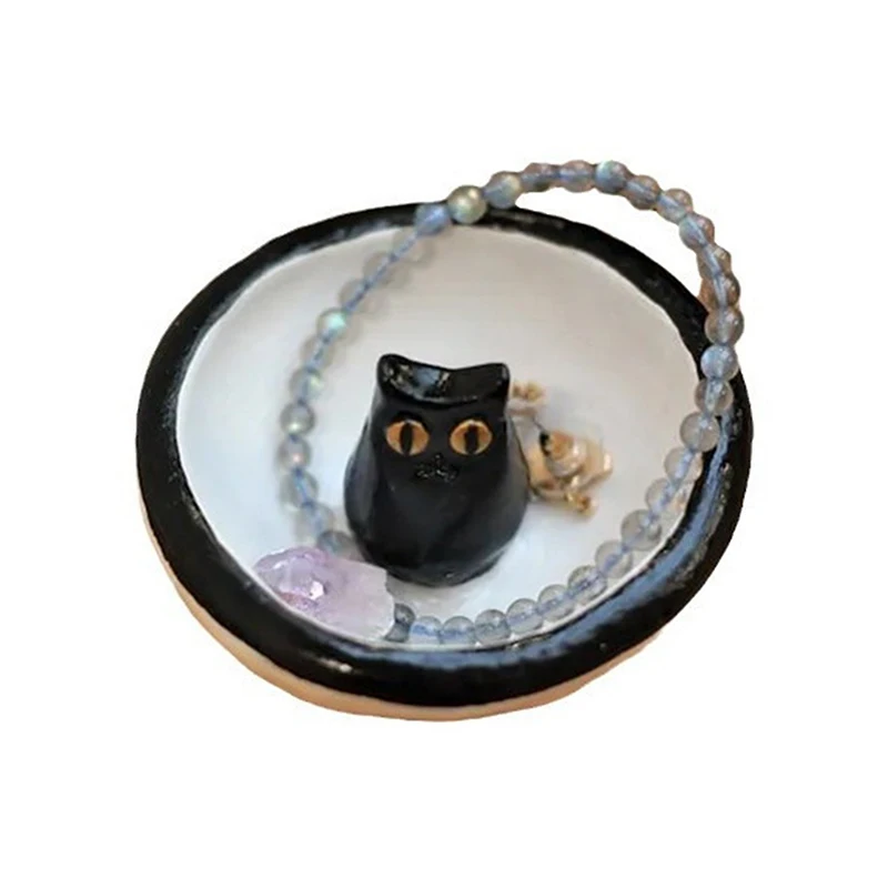 Gato Anel Suporte para Armazenamento de Jóias, Kitten Stand, Anel Prato, Anéis, Pulseiras, Colar, Brincos, Presentes do Dia dos Namorados