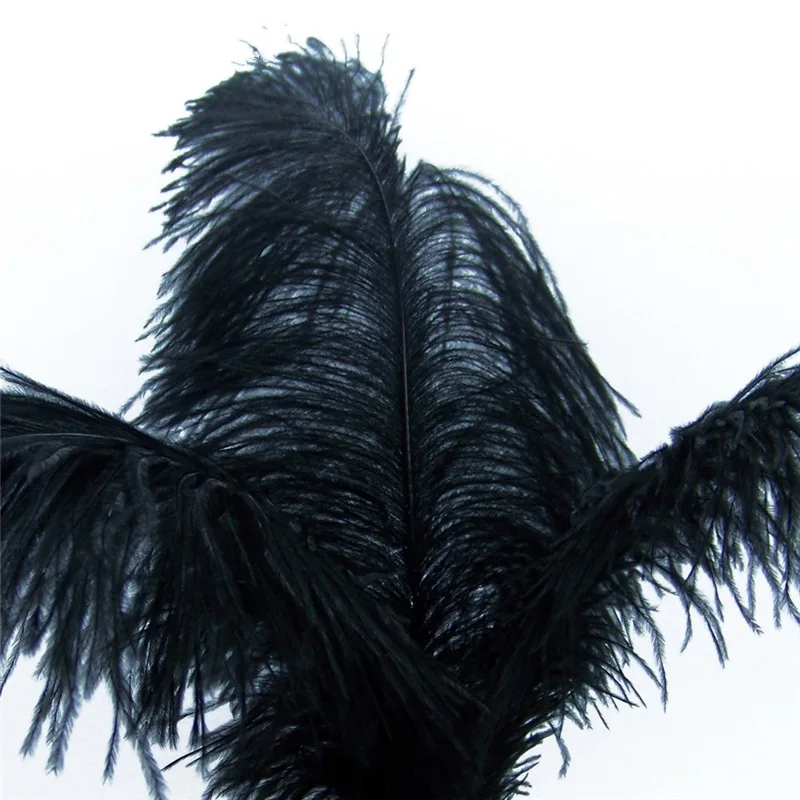Schwarze Straußenfedern zur Dekoration, Federn, Dekor, 15–70 cm, große Straußenfedern, Urlaubsvase, Party, Tischdekoration, Zubehör – Detail 6
