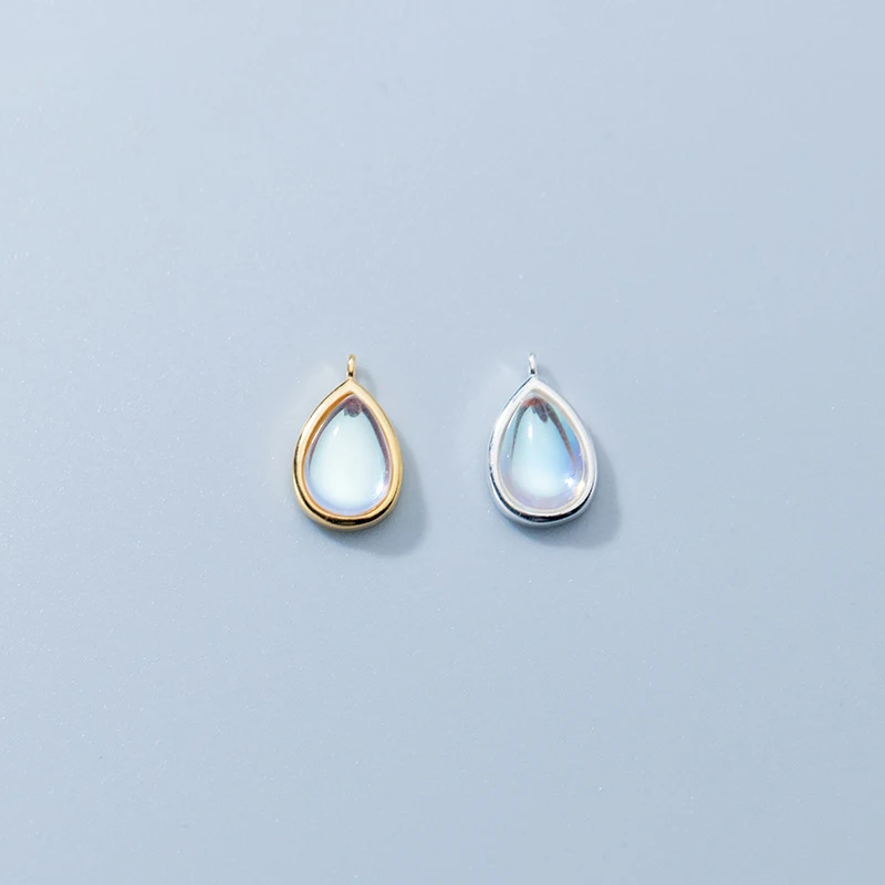 Charms 925 Silver Electroplated Water Drop Shaped Necklace Pendant Inlay Handmade DIY Accessories Charms for Bracelet Plata 925